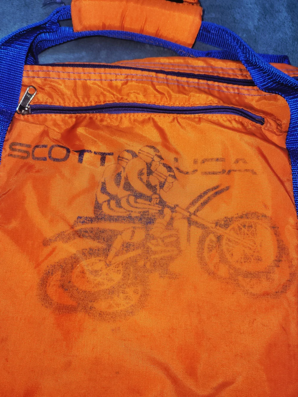 Vintage Scott USA Motocross Gear Duffel Bag Orange Blue 90s Retro MX BMX